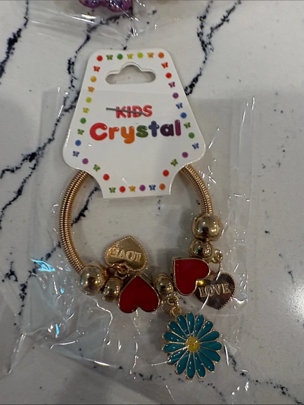 Kids Crystal Gold Charm Bracelets with Colorful Enamel Charms